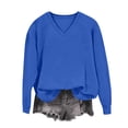 thumbnail image 5 of cocolona Womens V Neck Pullover Sweatshirts Solid Color Basic Casual Tunic Fall Tops, 5 of 6