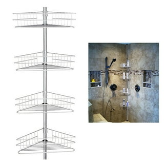 SEIRIONE Rustproof Shower Corner Caddy Organizer for Bathroom, Freestanding  Tension Pole with 4 Baskets, for Bathtub Shampoo Accessories Storage Rack,56  to 114 Inch Height, Bronze