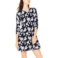 thumbnail image 2 of Michael Kors Womens Lace Print Sweater Dress, Blue, Large, 2 of 3