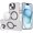 Dark Purple, variant on For iPhone 15 Transparent HQ Hybrid with Metallic Camera Stand Magnetic Ring Case - Dark Blue