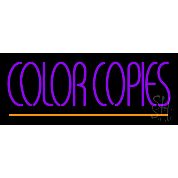 Purple Color Copies LED Neon Sign 10 x 24 - inches, Clear Edge Cut Acrylic Backing, with Dimmer - Bright and Premium built indoor LED Neon Sign for Computer & Electronics store decor.
