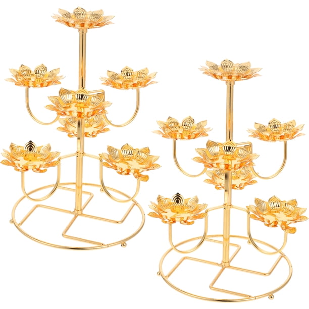 FELTECHELECTR 2 portavelas de metal con forma de loto para velas de té, bases para lámparas de aceite