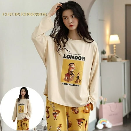 

QWZNDZGR Spring Autumn Quality Brand Cotton Elegant Women s Pajama Sets Pyjamas Casual Sleepwear Long Pijama Mujer Nightsuit Home Lounge