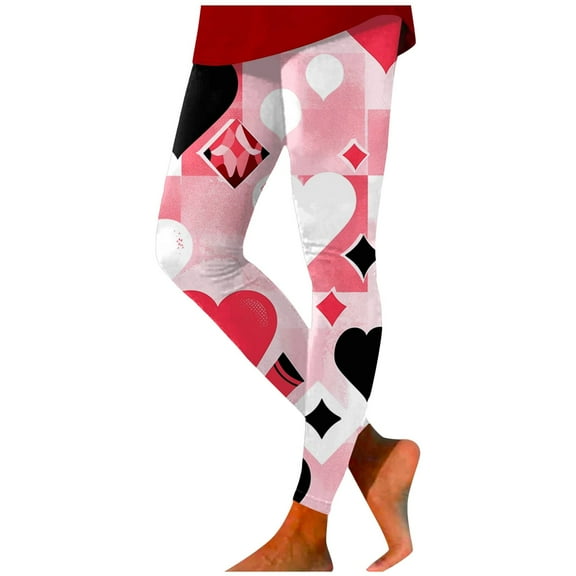 ibiyuan Halloween Leggings Plus Size Valentine's Day Leggings High Waist Stretchy Workout Yoga Pants Comfortable Soft Athletic Tights For Running Gym