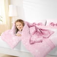 thumbnail image 4 of Manfei Pink Bling Bow Knot Queen Comforter Set 3 Pieces for Girls, Princess Glitter Ribbon Bedding Sets, Sparkle Stars Bedding Comforter Set, Lightweight Room Decor, 4 of 8