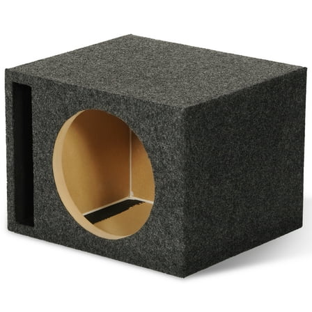 QPower QBASS Vented Chamber 12 Inch Single Audio Subwoofer Enclosure Box, Charcoal
