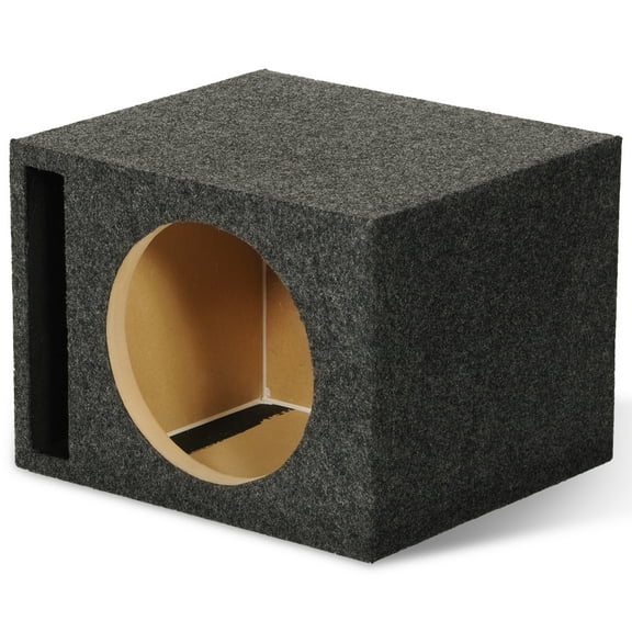 QPower QBASS Vented Chamber 12 Inch Single Audio Subwoofer Enclosure Box, Charcoal
