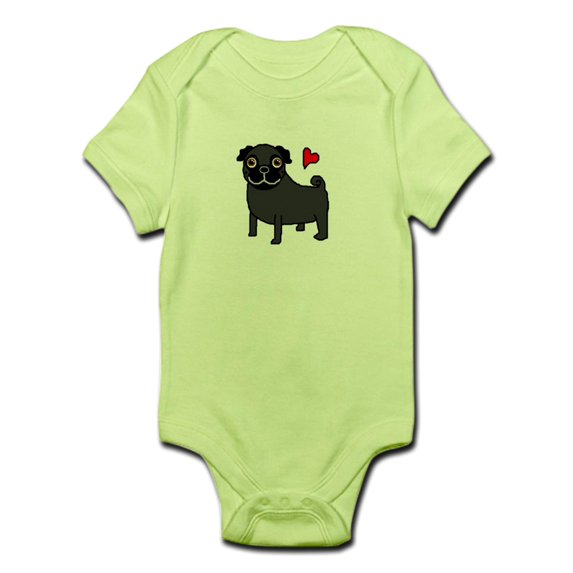 CafePress - Black Pug Love Infant Bodysuit - Baby Light Bodysuit