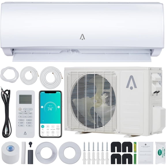 Eastvita 12000 BTU Wifi Enabled Split System Air Conditioner 19 SEER2 Inverter Ductless Mini Split AC With Heat Pump R454B Pre Charged Condenser Covers Up To 750 SqFt Smart App Voice