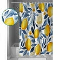 thumbnail image 4 of Yellow Lemon Waterproof Fabric Shower Curtain, Blue Flower Leaves Spring Summer Plant Shower Curtain for Bathroom Curtains Bathtubs Hotel Washable Shower Curtains with 12 Hooks Standard 60x72, 4 of 6