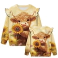 thumbnail image 2 of Garronmavis Highland Cow Girls Sweatshirts Loose Ruffle Sunflower Long Sleeve Girls Top 8T Lightweight Pullover Crewneck Long Sleeve Shirt Versatile Toddler Girl Clothes for Daily Life, 2 of 7