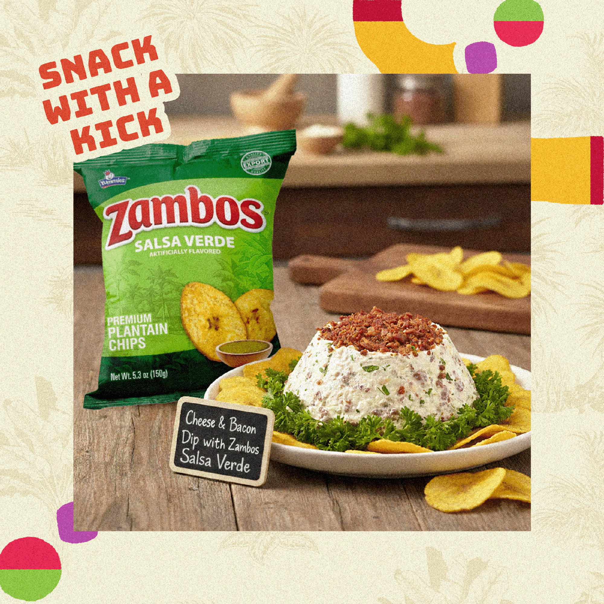 Zambos Premium Salsa Verde Plantain Chips, 5.30 oz Bag