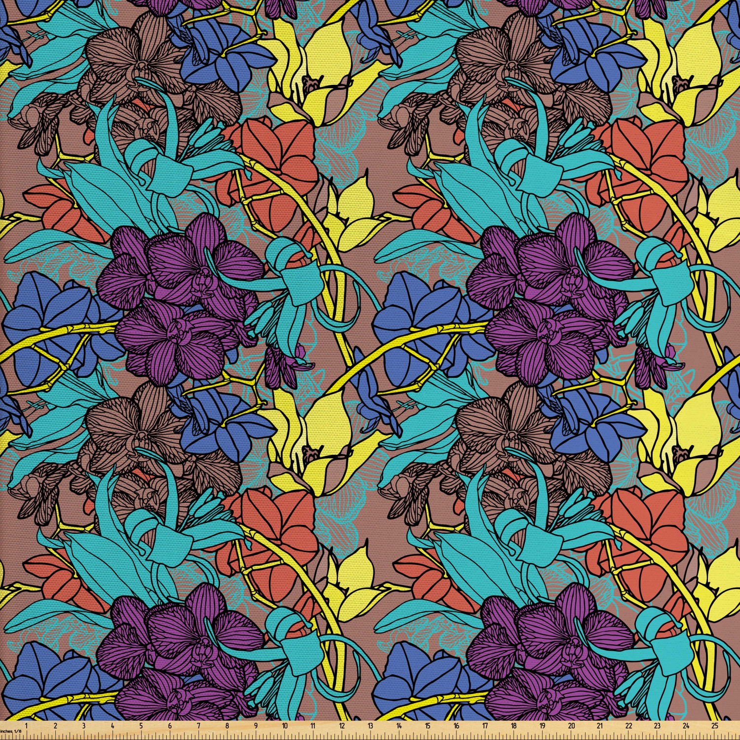 Orchid Fabric by The Yard, Repetitive Abstract Colored Modern Pattern