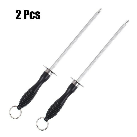 2pcs 10in Diamond Carbon Steel Sharpener Grinding Hunting Master Chef Hunter Gourmet Blade Sharpening Rod Kitchen Gadget