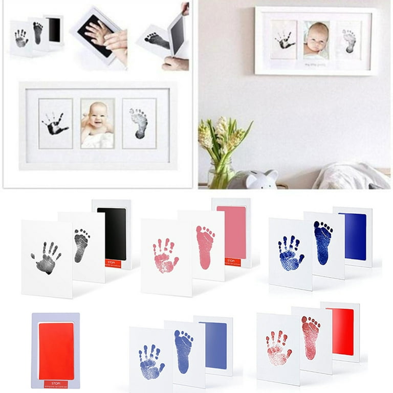 Newborn Non-Toxic Touch Handprint and Footprint Ink Pad Baby Footprint Kit  for Souvenirs Gifts Home Decor(Blue) 