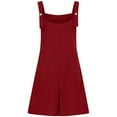 thumbnail image 3 of Mono de verano liso con botones para mujer - Mono informal sin mangas con tirantes ajustables y bolsillos laterales, 3 of 4