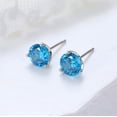 thumbnail image 5 of Bellitia Jewelry 925 Sterling Silver Gemstone Stud Earrings for Women, Simulated Blue Aquamarine Birthstone Earrings, 1 ct and 6.5 mm, 5 of 7
