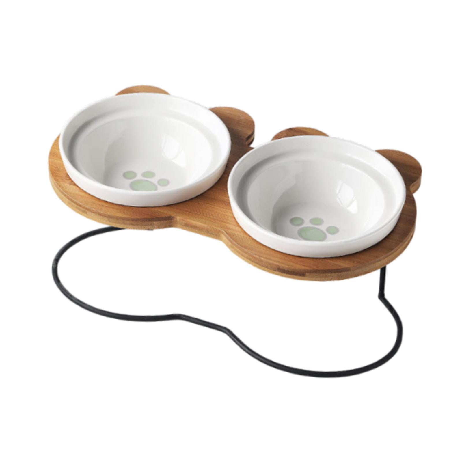 FashionCha Elevated Dog Water Bowl Raised Cat Bowls Pet Feeder Plates with Stand Anti Slip Paw