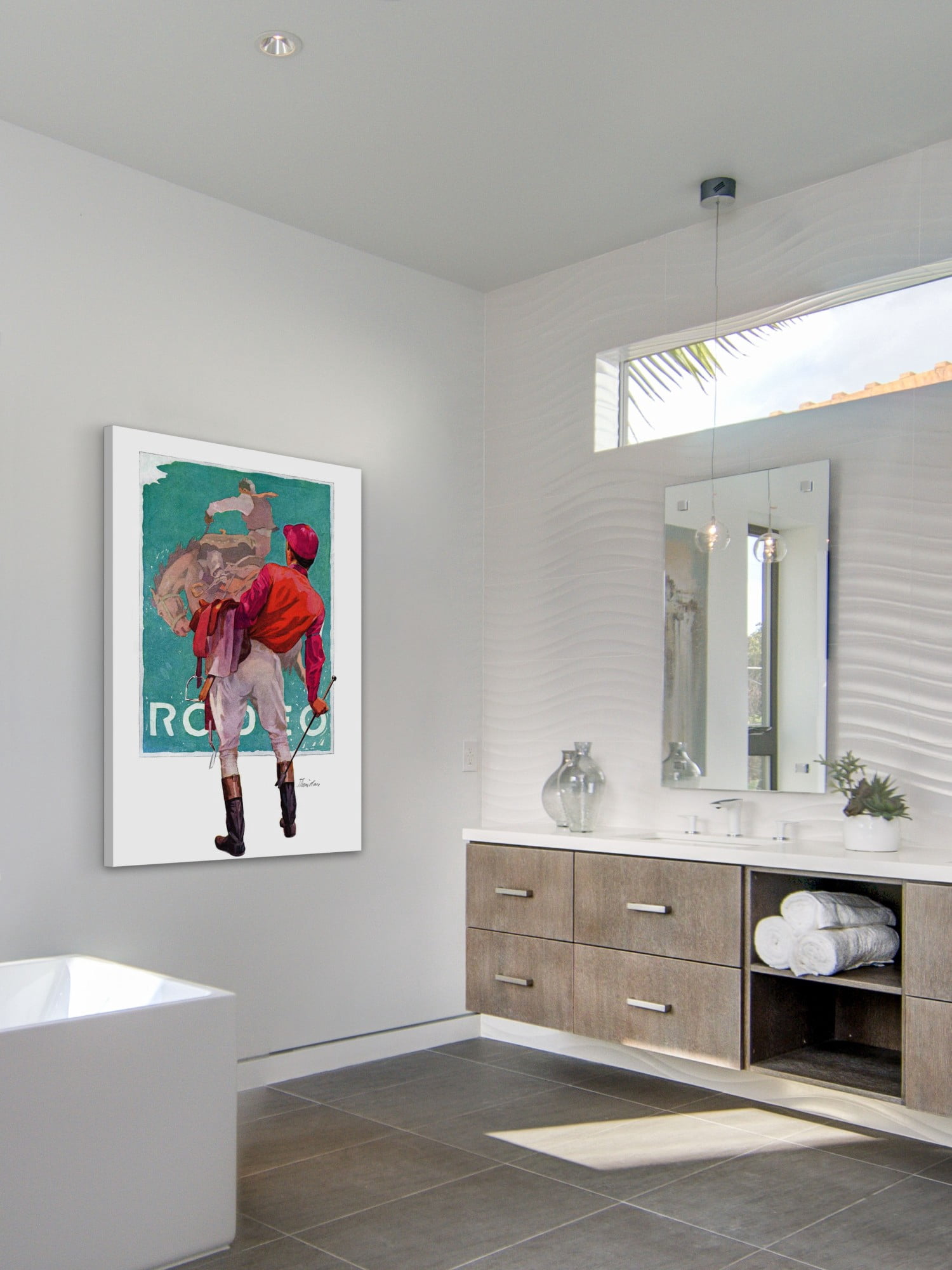 Marmont Hill Inc Marmont Hill - "Jockey Looks at Poster" by John E. Sheridan Painting Print on Canvas - Multi-color