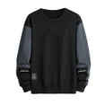 thumbnail image 2 of Blusas y camisas de manga larga y cuello redondo para hombre, moda informal, cómodas, lisas, holgadas, de manga larga y cuello redondo, sudaderas, blusa tipo pulóver para hombre, blusa de poliéster., 2 of 3