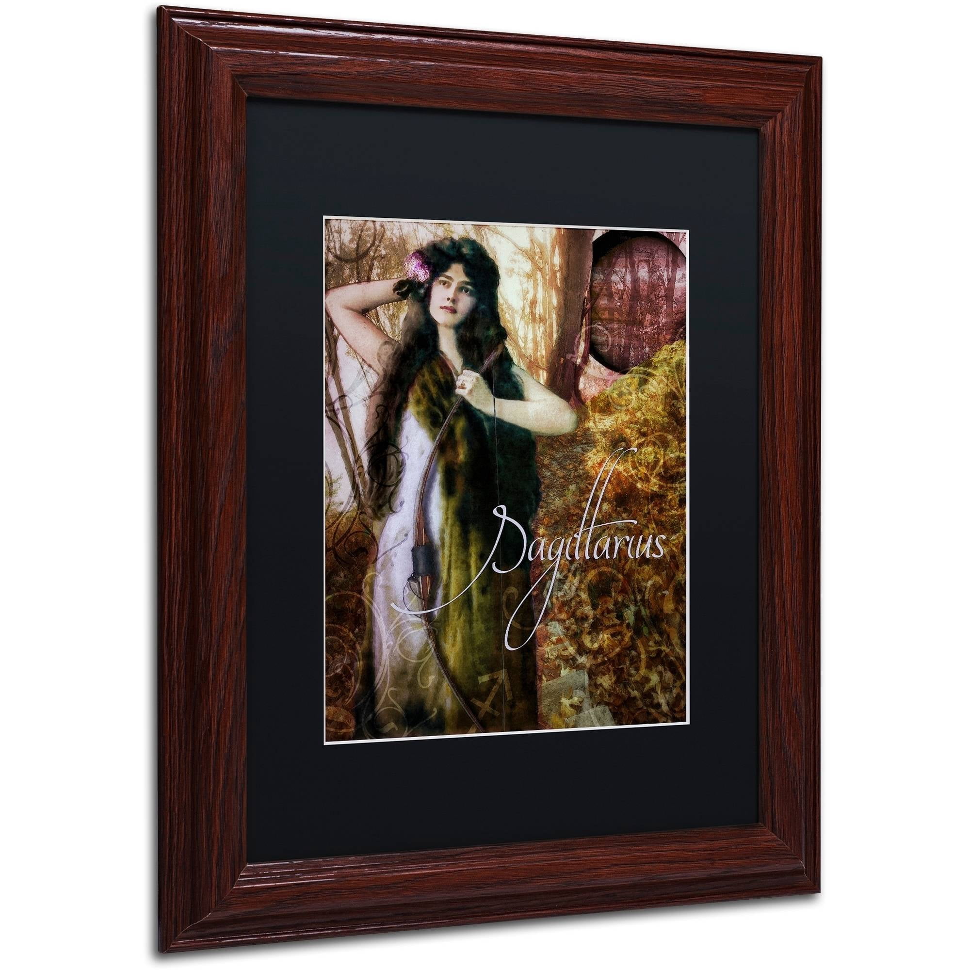 Trademark Fine Art "Art Nouveau Zodiac Sagittarius" Canvas Art by Color Bakery Black Matte, Wood Frame