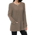 thumbnail image 2 of Long Sleeve Shirts for Women Long Sweaters with Pockets Tunic Tops Loose Fit Coffee L, 2 of 5