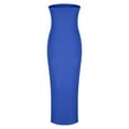 thumbnail image 7 of Fartey Womens Summer Bodycon Maxi Tube Dress Ribbed Strapless Side Slit Long Going Out Dresses Casual Elegant Solid Color Party Dresses Blue XXL, 7 of 7