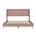 thumbnail image 4 of Morden Corduroy Upholstered Queen Bed Frame with Upholstered Headboard No Box Spring Needed Wood Low Profile Platform Bed with Metal Legs, Easy Assembly (Pink,Queen), 4 of 9