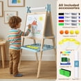 thumbnail image 5 of JOYOOSS Easel for Kids Ages 4-8 Easels for Toddlers Art Kids Easel Ages 8-12 Wooden Drawing Easels Double-Sided Magnetic Whiteboard Chalkboard with Paper Roll for Kid Dry Erase Board Blue, 5 of 7