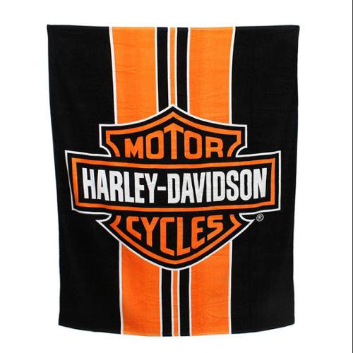 Harley Davidson Logo and Racing Stripes Beach Blanket Towel 54 in. X 68 in.