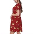 thumbnail image 2 of Disketp Reindeer Faces Festive Red para Vestido de Manga Corta para Mujeres, Vestidos de Verano para Mujeres, Casual y Holgado para la Playa, 2 of 6