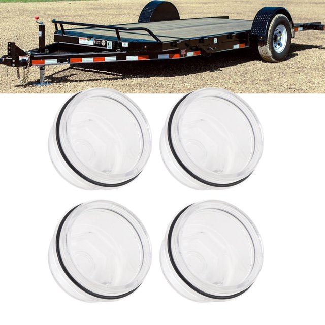 Trailer 4 Set 3-3/4 Inch Oil Bath Dust Caps 12011-1 Trailer Axle Oil Cap Kit for Axles 9-16K 3.75in 8 Threads