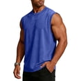 thumbnail image 3 of LTTVQM Men's Sleeveless Workout Shirts Tank Tops Muscle Cut Off Shirt Cotton Acid Washed Summer Beach Casual Distressed Vintage Tee Royal Blue XL, 3 of 10