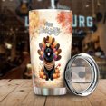 thumbnail image 3 of Happy Thanksgiving Newfoundland Turkey Costume Pumpkins Autumn Leaves 20oz Stainless Steel Tumbler Insulated Cup with Lid Newfie Dog Lover Gifts - 13014, 3 of 5