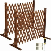 Uyoyous 2 Pack 27.5" x 63" Extendable Instant Wood Fence, Pet Gate Retractable Fences Barrier Section Partition for Home Garden Indoor Outdoor Yard, Dog Gate