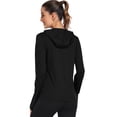 thumbnail image 4 of Cadmus Women's Workout Long Sleeve shirts Sun Protection Dry Fit Athletic Running Tops Hooded with Thumb Hole,Black,Medium, 4 of 5