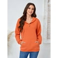 thumbnail image 4 of Womens Sweatshirt Button V Neck Pullover Sweatshirts Casual Oversized Henley Neck Loose Fall Winter Orange XL, 4 of 10