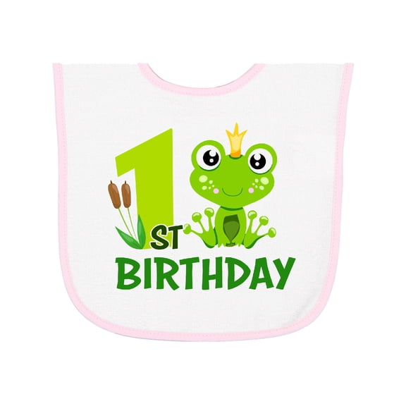 Inktastic 1st Birthday Prince Frog Baby Terry Cloth Bib