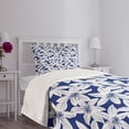 thumbnail image 5 of Ambesonne Hawaiian Quilted Bedspread Set 2 Pcs, Hibiscus Flower Petals, Twin Size, White Dark Blue, 5 of 6