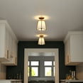 thumbnail image 5 of Evelyn&Zoe Marduk 9.5" Semi Flush Mount with Fabric Shade in Brushed Brass/White, 5 of 8
