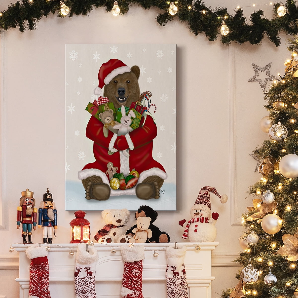 Christmas Christmas Present Bear Hug- Gallery Wrapped Canvas