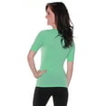 thumbnail image 2 of Emmalise Women's Cotton Blend V Neck Tee Shirt Half Sleeves, Mint, Medium, 2 of 3