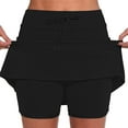 thumbnail image 2 of Skirt with Shorts Underneath Inner Shorts Solid Activewear Mini Skirts Lightweight Stretch Butterfly Skorts with Pockets,Black,S, 2 of 6