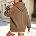 thumbnail image 7 of SYwaren Women's Half Zip Hoodie Oversized Long Sleeve Casual Sweatshirt Side Slit Tops, 7 of 7