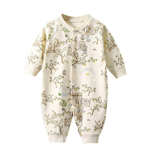 DJskiyers Baby Boy Girl Cotton Rompers Soft Long Sleeve Bodysuits Rabbit Print Casual Jumpsuit Comfort Sleepwear Cute Coming Home Outfit for Infant