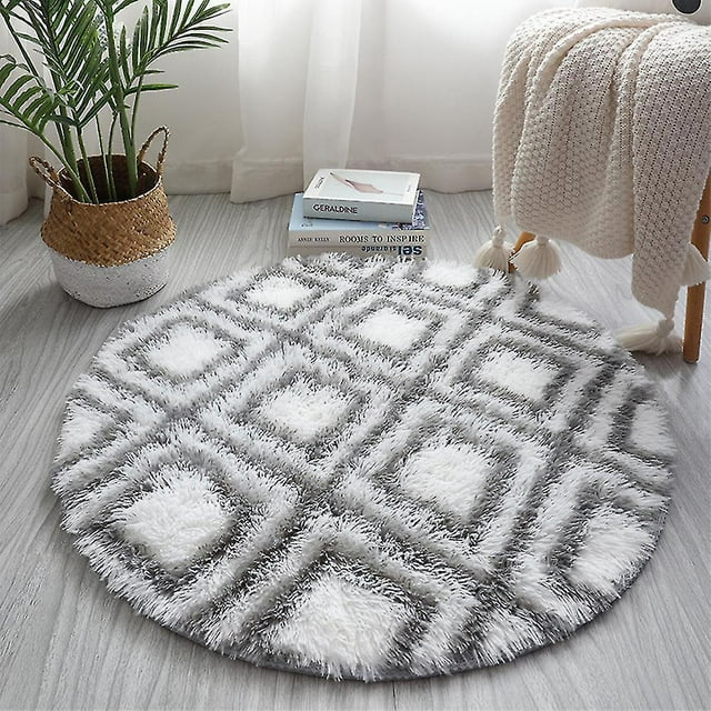 Alfombras redondas, suave, cómoda, esponjosa y peluda, alfombra de pelo alto para sala de estar y dormitorio
