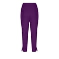 thumbnail image 4 of MLQIDK Purple Yoga Capri Pants for Women Trendy Summer Yoga Leggings Knee Length High Waisted Lightweight Leggings Dressy Casual Yoga Capris with Pockets Purple M, 4 of 6