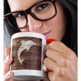 thumbnail image 2 of 3drose, White Painted Dolphin on Brown Weatherboard- Not Real Wood, 15oz Two-tone Red Mug, 2 of 6