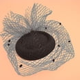 thumbnail image 2 of Sombrero de fieltro negro para mujer, velo de malla, decoración de punto ondulado de felpa pequeña, pinzas para el pelo, tocado de cóctel nupcial para boda, 2 of 5