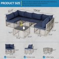 thumbnail image 3 of Ainfox 7 Pieces Outdoor Wicker Patio Furniture Set, Adjustable Backrest Sectional Conversation Couch with Thick Cushions & Coffee Table for Garden Porch Poolside, Gray/Blue, 3 of 8